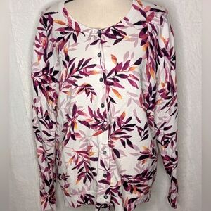 Bright Floral Button-Up Cardigan by Karen Scott. Size XXL.